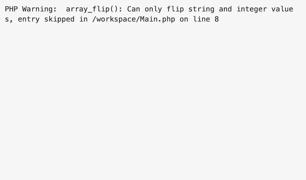 配列に小数の要素が存在する場合にarray_flip()を使用した結果