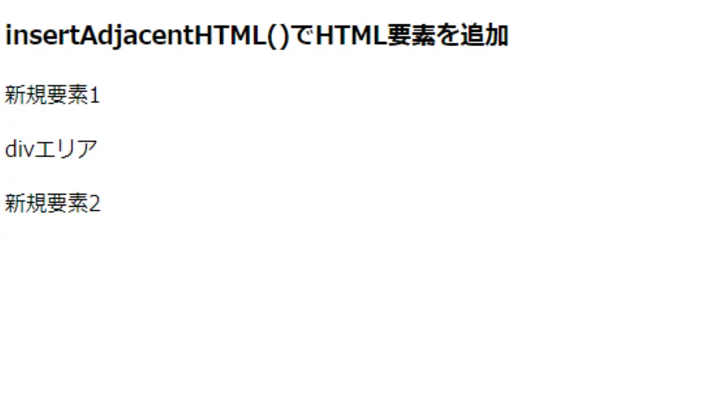 insertAdjacentHTML()で指定した位置にHTML要素を追加した結果