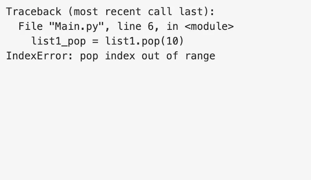 インデックスが要素数より大きい場合にpop()でList(リスト)から対象の要素を削除した結果