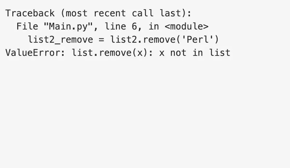 削除する要素が存在しない場合にremove()を使用してList(リスト)から指定した要素を削除した結果